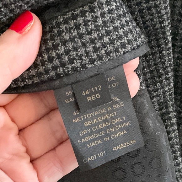 Vintage Men’s Blazer Tweed Houndstooth Gray Black Single Breast Wool Bamboo 44R - Picture 11 of 16